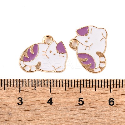 Light Gold Plated Alloy Enamel Pendants ENAM-Z017-13KCG-02-1