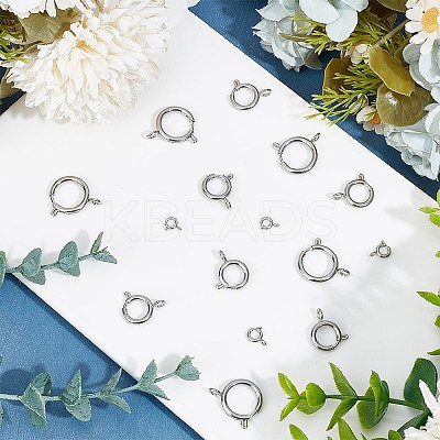 24Pcs 4 Styles 304 Stainless Steel Spring Ring Clasps STAS-GO0001-22-1