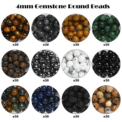 DIY Natural & Synthetic Gemstone Round Beads Stretch Bracelets Making Kits DIY-YW0011-49-1