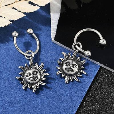 Sun 316 Surgical Stainless Steel Dangle Half Hoop Earrings for Women EJEW-G416-47AS-1