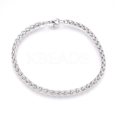 Tarnish Resistant 304 Stainless Steel Wheat Chain Bracelets BJEW-P235-11P-1