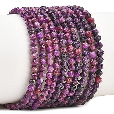 Heated Natural Sugilite Beads Strands G-B193-B02-3mm-1