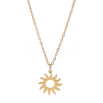 1pc 304 Stainless Steel Sun Pendant Necklaces NJEW-LP0001-47-1