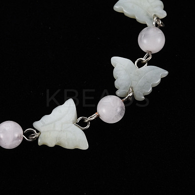 Butterfly Natural New Jade Beaded Bracelets for Girl Women BJEW-S145-002A-1