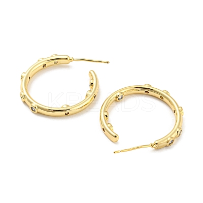 Rack Plating Brass C Shape Stud Earrings with Clear Cubic Zirconia EJEW-F326-16G-1