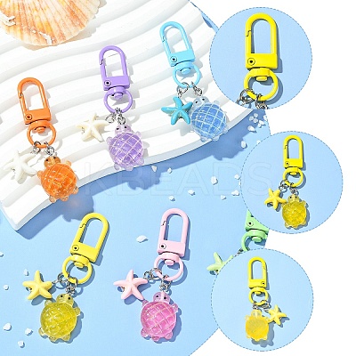 6Pcs Tortoise Luminous Resin Pendant Decorations HJEW-YW00192-1
