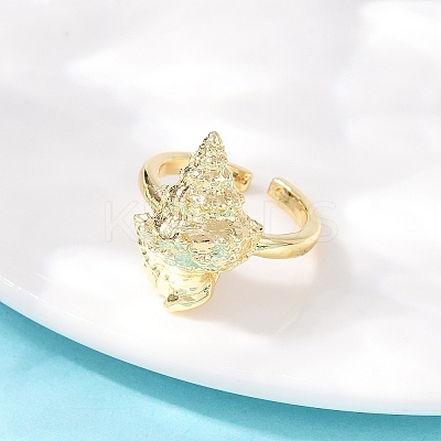 Ocean Theme Brass Cuff Rings RJEW-C135-01G-09-1