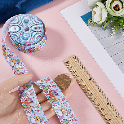 Easter Printed Polyester Grosgrain Ribbon OCOR-WH0077-79A-1