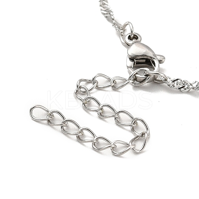 Non-Tarnish 304 Stainless Steel Singapore Chain Necklace with Beads for Men Women NJEW-P263-01P-1