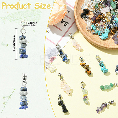50Pcs 10 Style Natural & Synthetic Gemstone European Dangle Charms HJEW-CJ00093-1