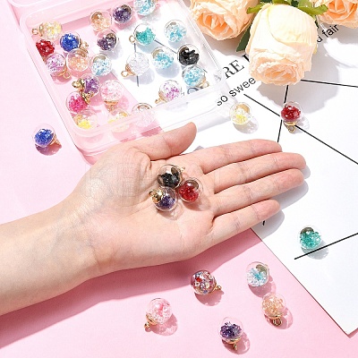 36Pcs 5 Styles Glass Pendants GLAA-YW0003-52-1