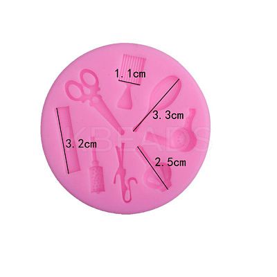 Hair Tools Design DIY Food Grade Silicone Molds LS-AJEW-L054-10-1
