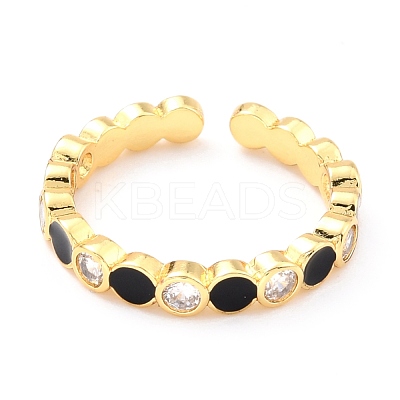 Adjustable Real 18K Gold Plated Brass Enamel Finger Rings RJEW-L071-22G-1