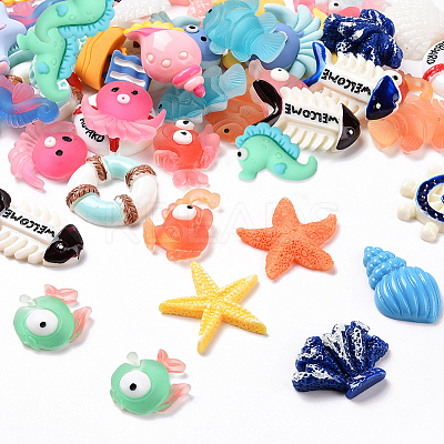 58Pcs 29 Style Resin Cabochons CRES-BC0001-05-1