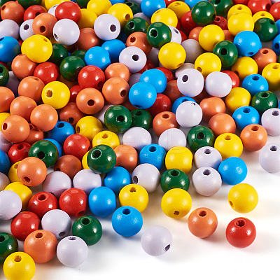 240Pcs 6 Colors Natural Wooden Beads WOOD-TA0002-74A-1