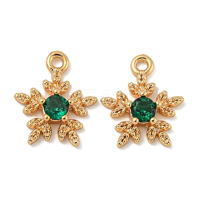 Flower Brass Micro Pave Cubic Zirconia Pendants KK-N254-102G-02-1