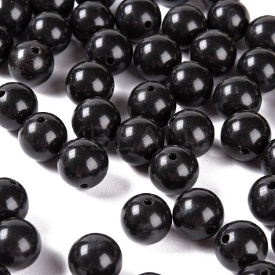 100Pcs 8mm Natural Black Stone(Natural Black Glass) Round Beads DIY-LS0002-15-1