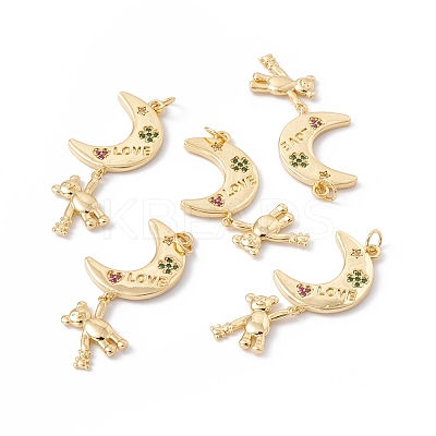 Rack Plating Brass Micro Pave Colorful Cubic Zirconia Pendants ZIRC-C040-20G-1