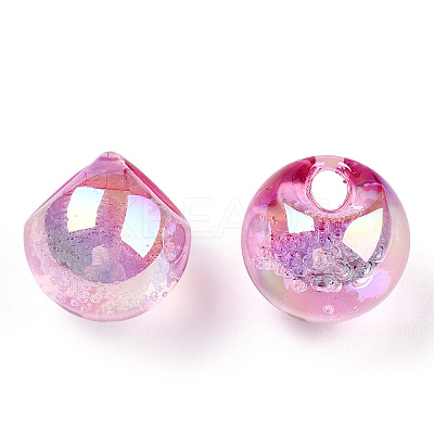 UV Plating Rainbow Iridescent Acrylic Beads OACR-G012-04A-1