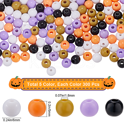 Halloween Theme 1500Pcs 5 Colors Opaque Acrylic Beads MACR-SP0001-01A-02-1