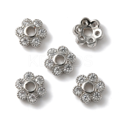 Rack Plating Brass Cubic Zirconia Bead Cap KK-C020-12B-P-1