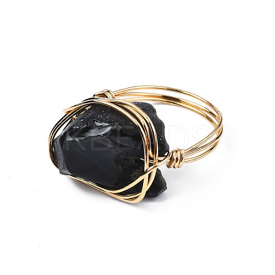 Irregular Raw Natural Gemstone Braided Finger Ring G-S359-378-1