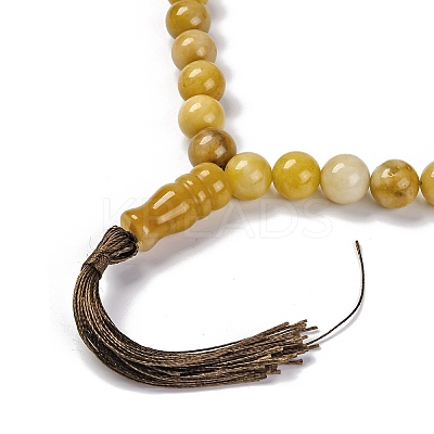 Natural Yellow Jade Beads Stretch Bracelets BJEW-A025-01J-1