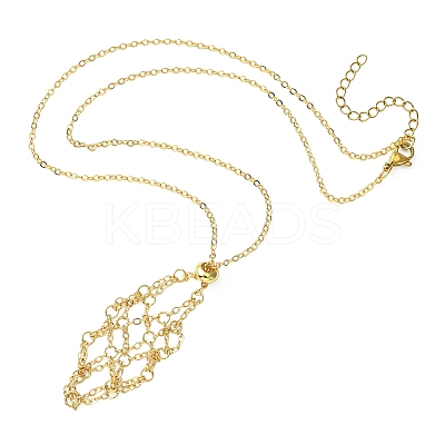 304 Stainless Steel Macrame Pouch Empty Stone Holder for Pendant Necklaces Making NJEW-TA00084-02-1