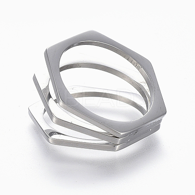 Tarnish Resistant 304 Stainless Steel Wide Band Finger Rings RJEW-E153-02P-1