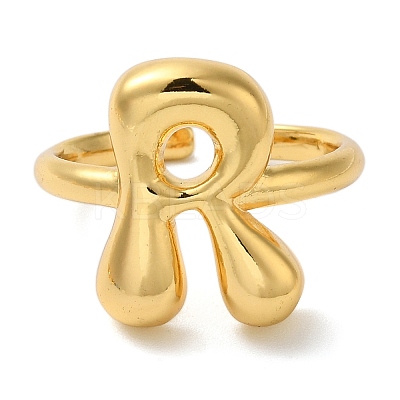 Initials Brass Open Cuff Ring for Women RJEW-N046-02R-G-1