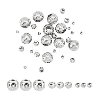 30Pcs 3 Style 201 Stainless Steel Beads STAS-UN0045-48-1