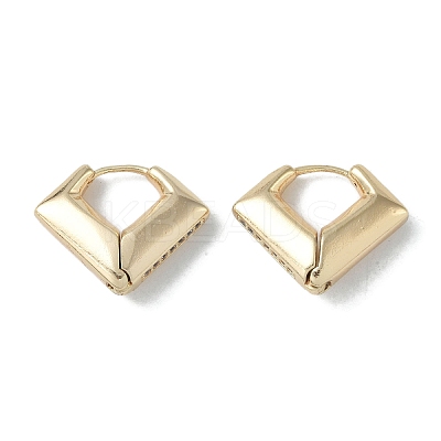 Rhombus Brass Micro Pave Cubic Zirconia Stud Earrings for Women EJEW-H006-03G-1