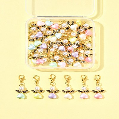 32Pcs Angel Imitation Pearl Acrylic with Alloy Pendant Decorations HJEW-FS00040-02-1
