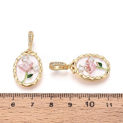 Spray Painted Brass Pave Clear Cubic Zirconia Pendants KK-T072-28A-G-1