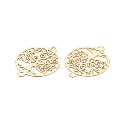 Rack Plating 201 Stainless Steel Connector Charms STAS-T057-40G-1