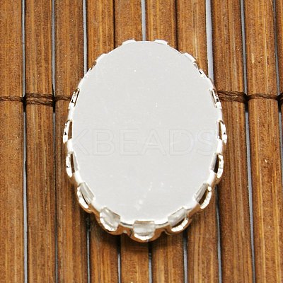 Brass Cabochon Settings and Oval Transparent Clear Glass Cabochons for DIY Jewelry Making KK-MSMC015-14S-RS-1
