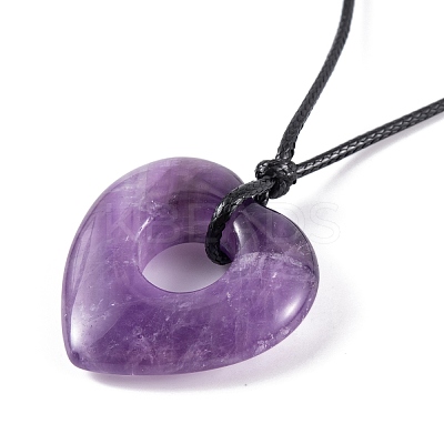 Natural Amethyst Pendant Necklaces NJEW-K268-01B-1