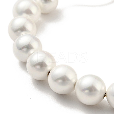 Shell Pearl Beaded Slider Bracelet with Brass Snake Chain BJEW-B066-01B-03-1