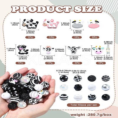 Cow Themed Silicone and  Acrylic and Resin Beads Sets DIY-CJ0002-44-1