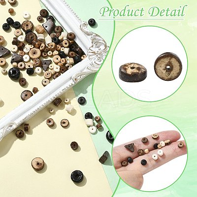 56G 14 Styles Natural Coconut Rondelle Beads COCB-CJ0001-01-1