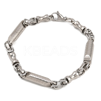 201 Stainless Steel Column Link Chain Bracelets for Women BJEW-B143-15P-1
