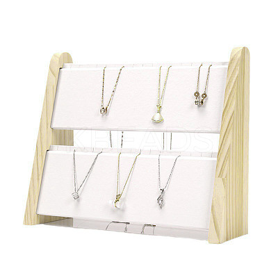2-Tier PU Leather Pendant & Necklace Display Stands NDIS-F004-01B-1