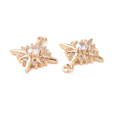 Brass Micro Pave Clear Cubic Zirconia Charms X-KK-G418-09G-1