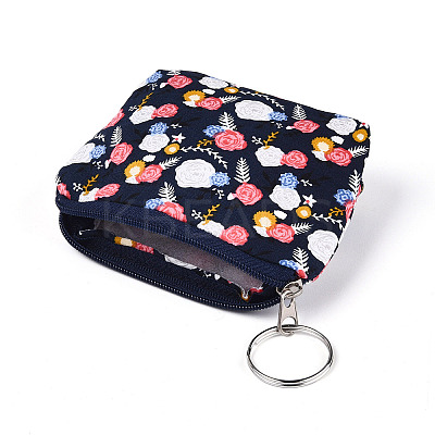 Flower Pattern Cotton Cloth Wallets AJEW-N003-11-1