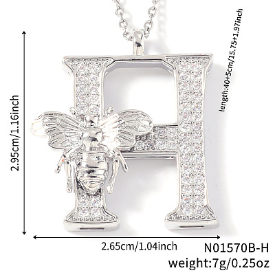 Brass Micro Pave Clear Cubic Zirconia Pendant Necklaces FS-WG7BC7F-08-1