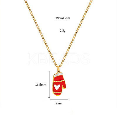 Christmas 304 Stainless Steel Enamel Pendant Necklaces FS-WGDAA96-01-1