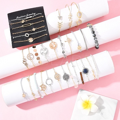8Sets 8 Styles Iron Alloy Link Bracelets Set for Women BJEW-FS0001-10-1