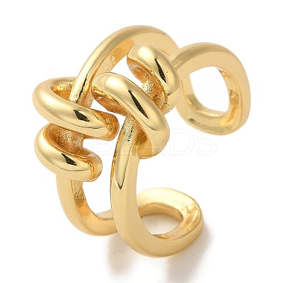 Spiral Rack Plating Brass Cuff Rings for Women RJEW-G323-01G-1