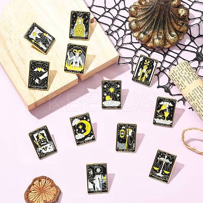 12Pcs Tarot Card Enamel Pins JEWB-CJZ0001-01G-1