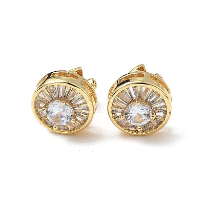 Brass Micro Pave Clear Cubic Zirconia Clip-on Earrings EJEW-A132-02A-G-1